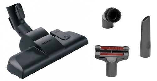 Miele accessories : floor tool, crevice nozzle, upholstery brush, and dusting brush